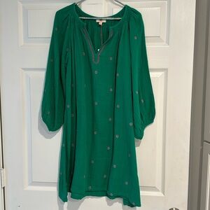 Pink chicken Ava dress green 100% cotton medium